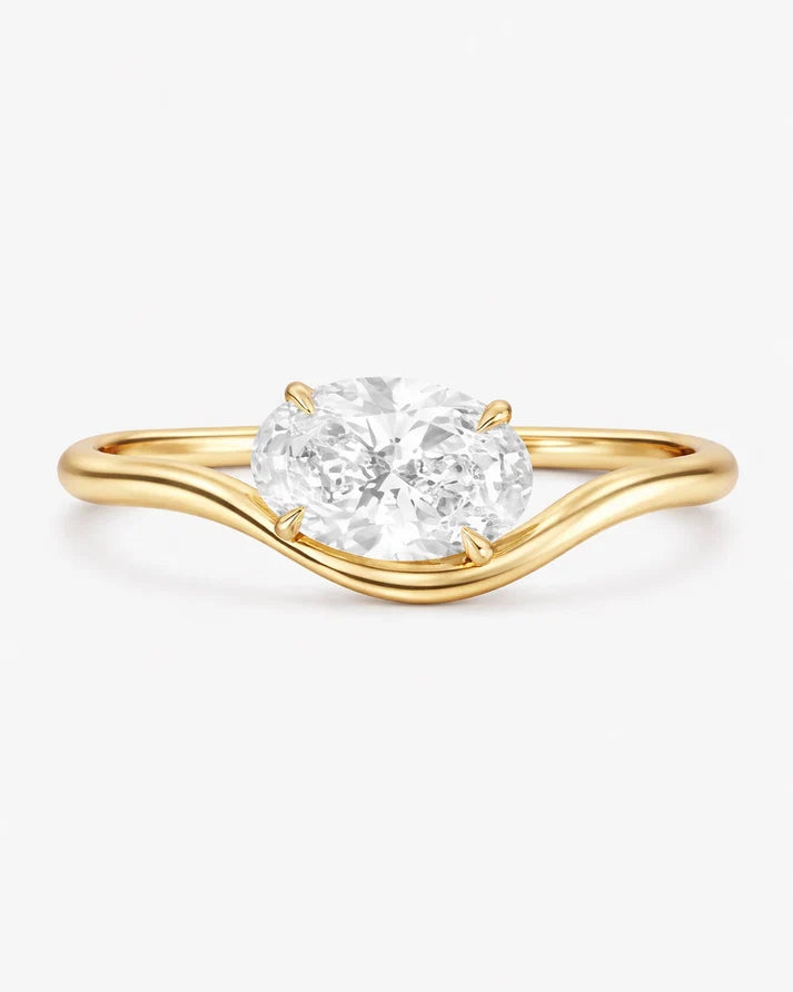 Oval Wave Pinky Diamond Ring - Silkhour