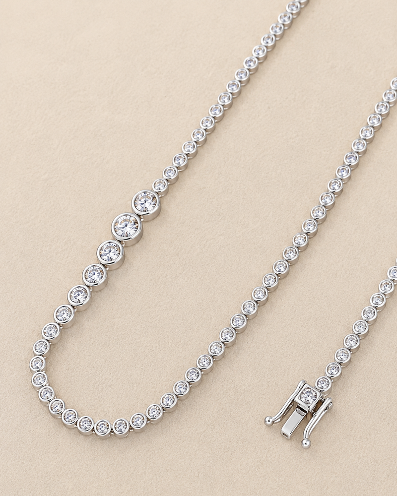 Sophie Graduated Bezel Tennis Necklace