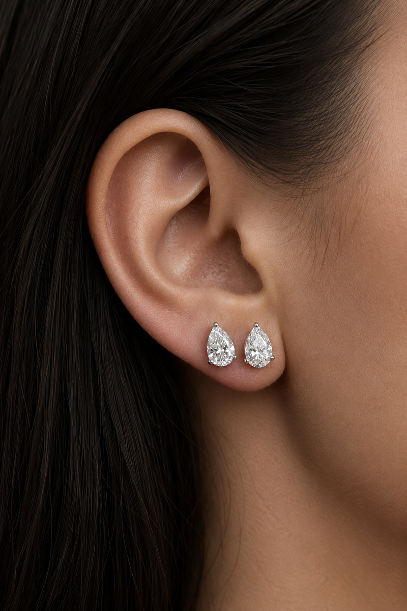Pear Stud Earrings- 1CT Lab Grown
