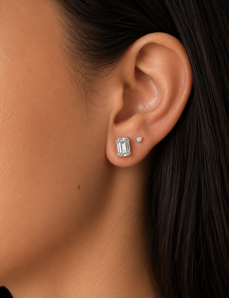 Emerald Stud Earring - 1ct Lab Grown Moissanite