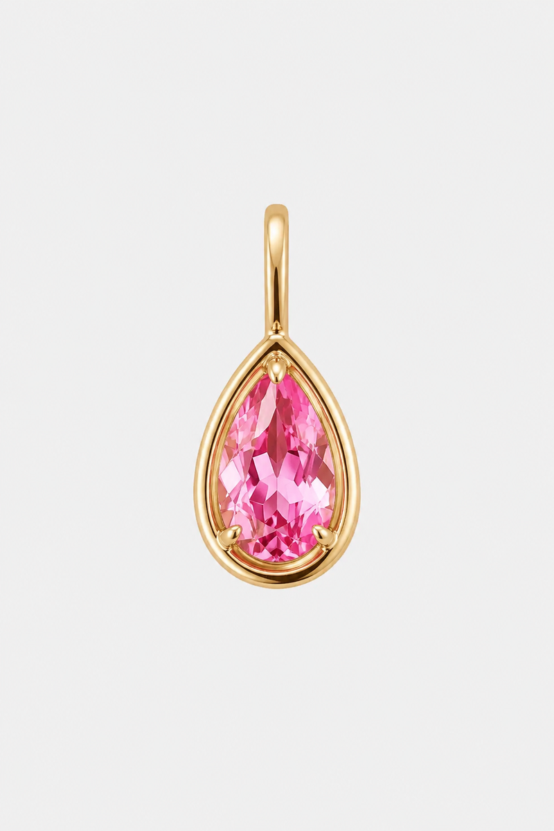 Pear Bezel Pendant - Pink rose