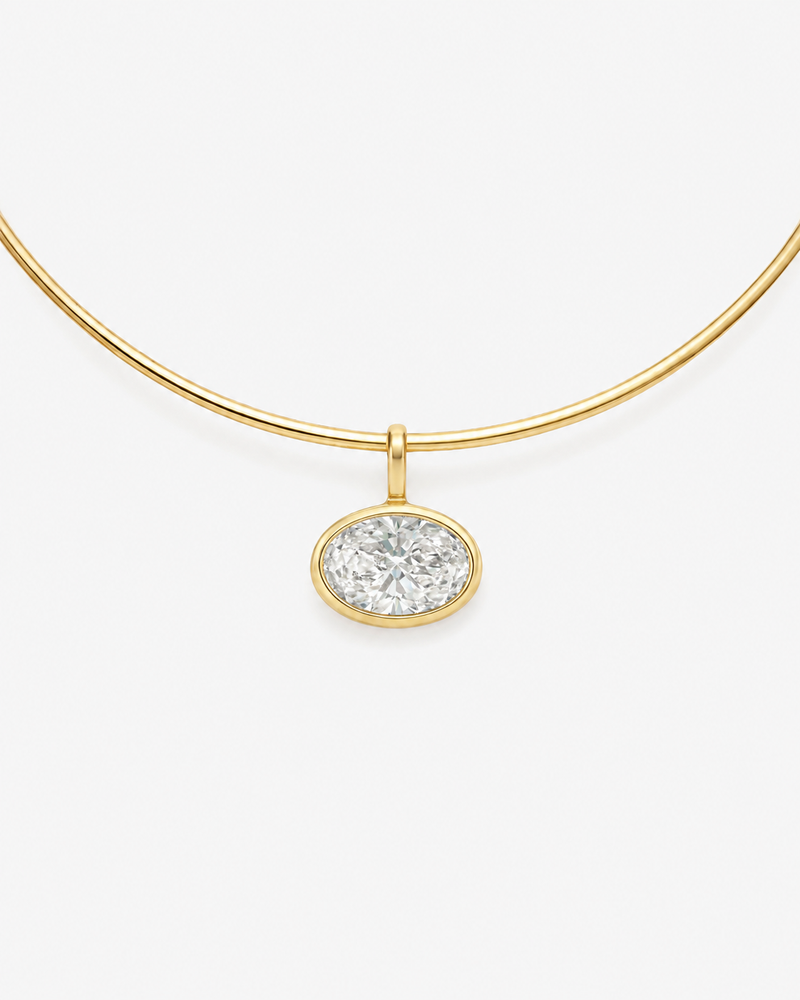 Oval Bezel Gold Collar Necklace