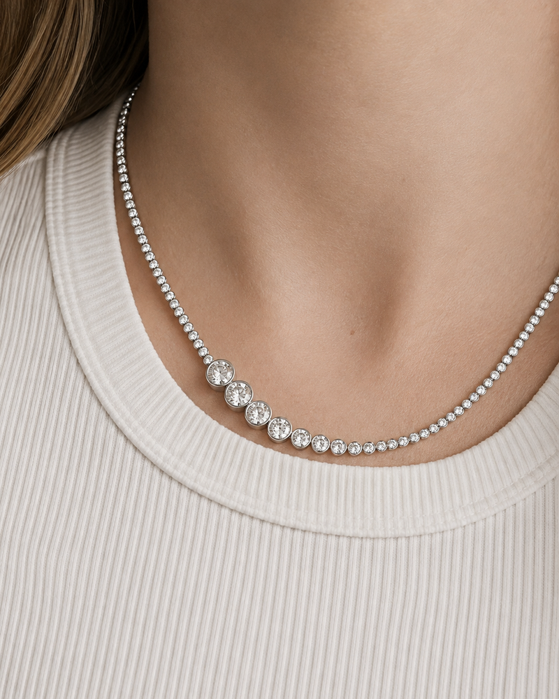 Sophie Graduated Bezel Tennis Necklace