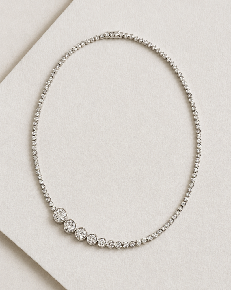 Sophie Graduated Bezel Tennis Necklace