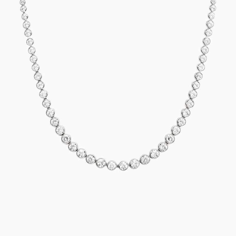 Bezel tennis necklace in silver – V The Label