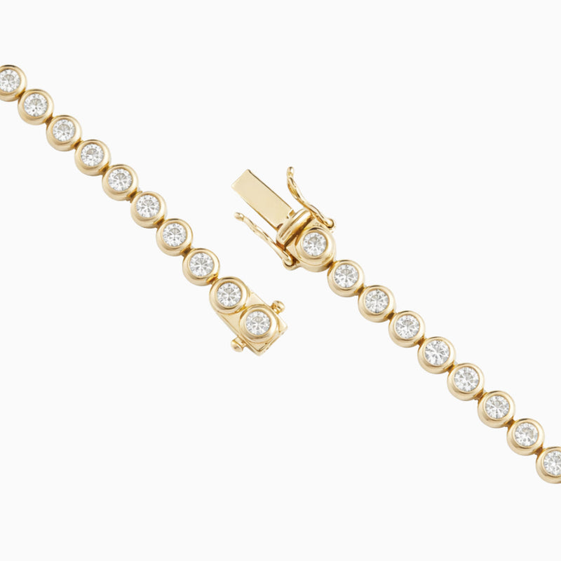 Bezel tennis necklace in 14k gold plated – V The Label