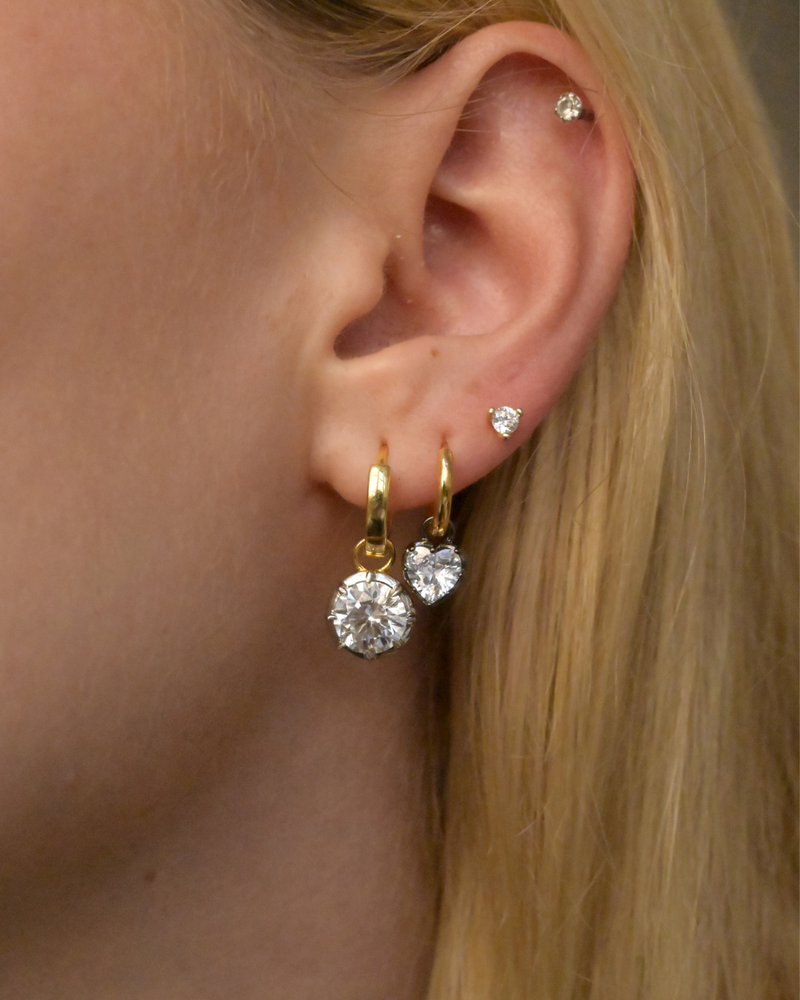 Georgian Heart Earring - Lab Moissanite