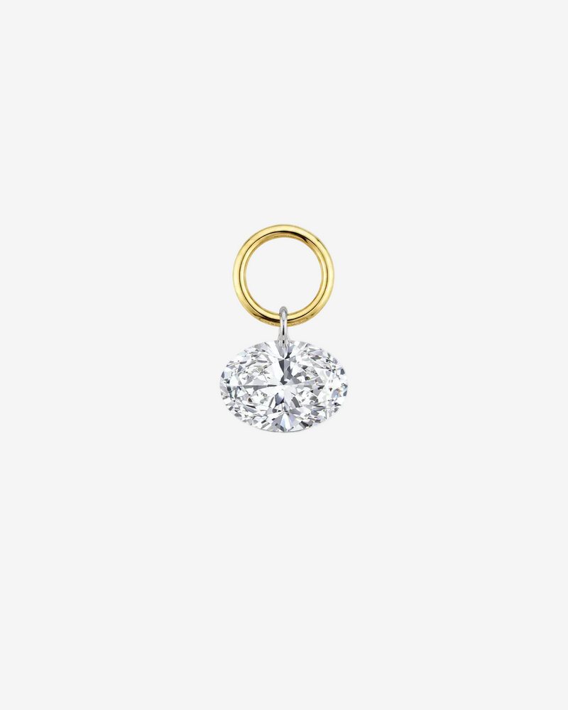 Large Oval Diamond Huggies Charm