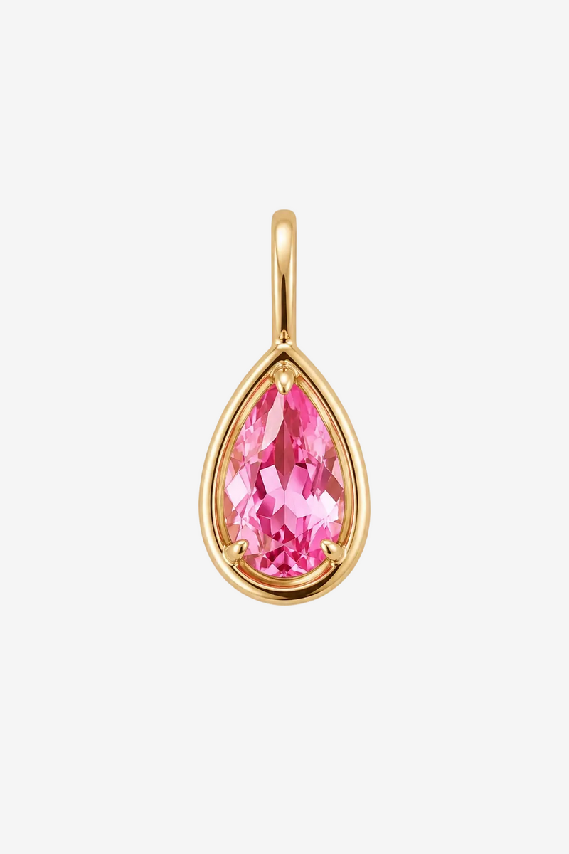Pear Bezel Pendant - Pink rose