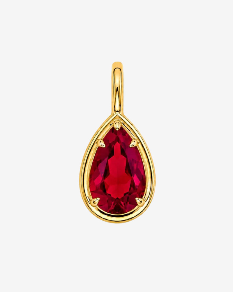 Pear Bezel Pendant - Ruby Red