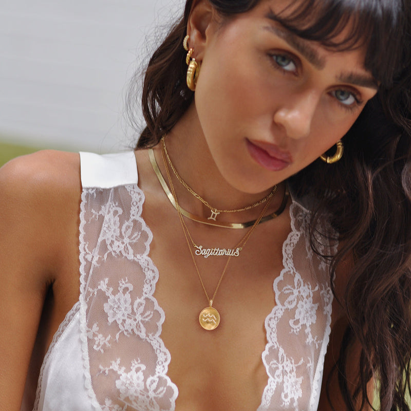 Zodiac Nameplate Necklace