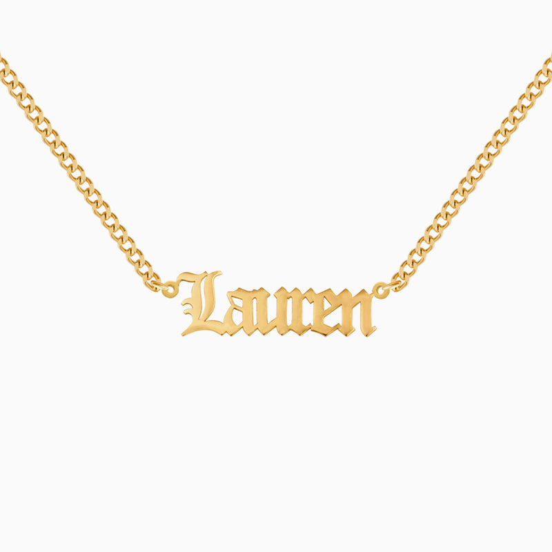 Gothic Nameplate Necklace