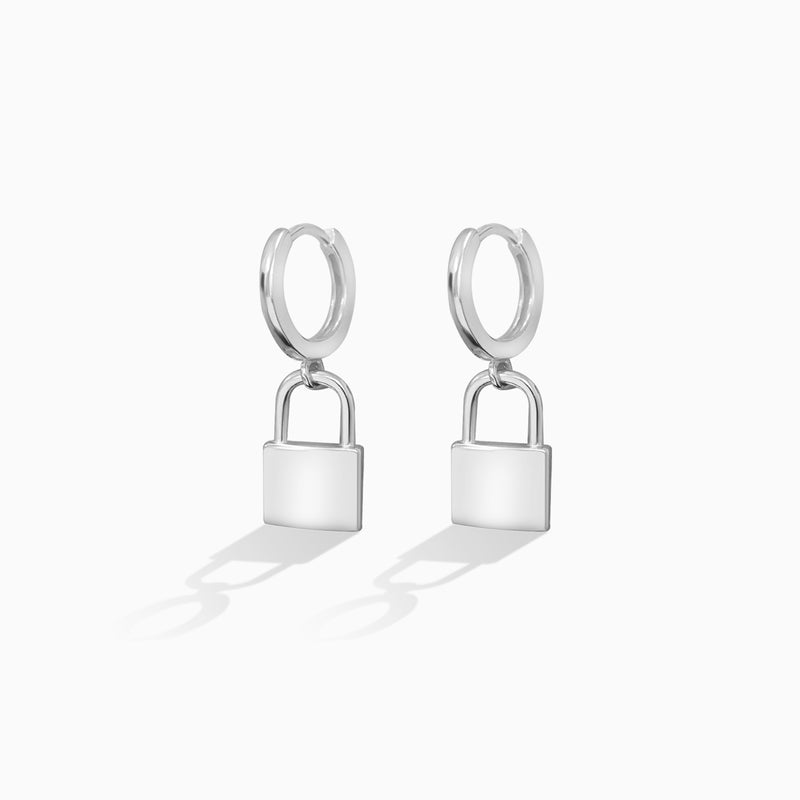 Silver Lock Hoop Earrings