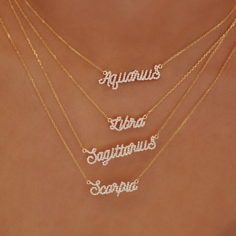 Zodiac Nameplate Necklace