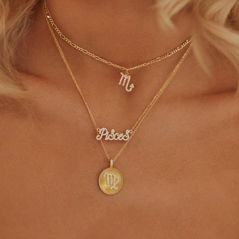 Zodiac Nameplate Necklace