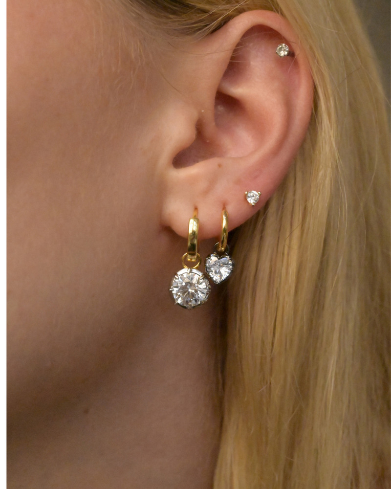 Georgian Heart Earring - Lab Moissanite