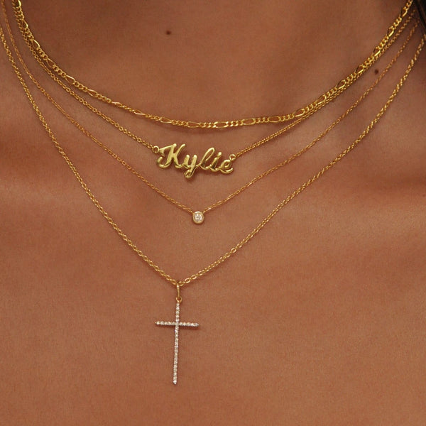14K Solid Gold Nameplate Necklace