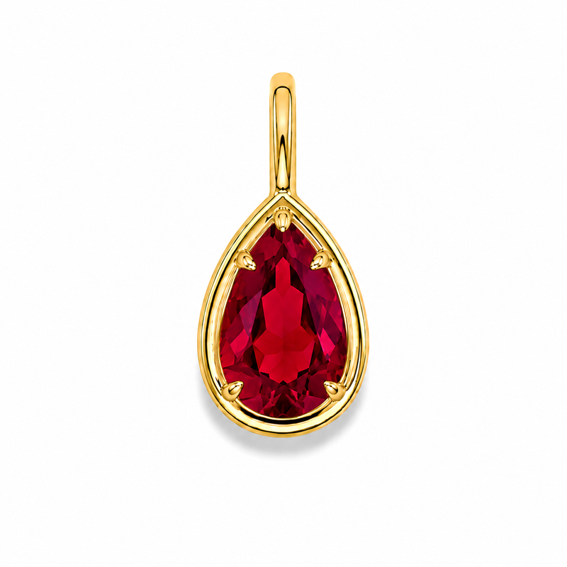 Pear Bezel Pendant - Ruby Red