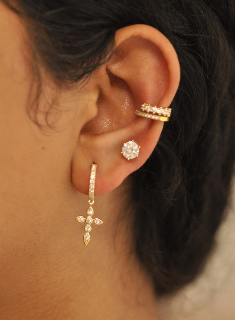 Cross Pave Earrings