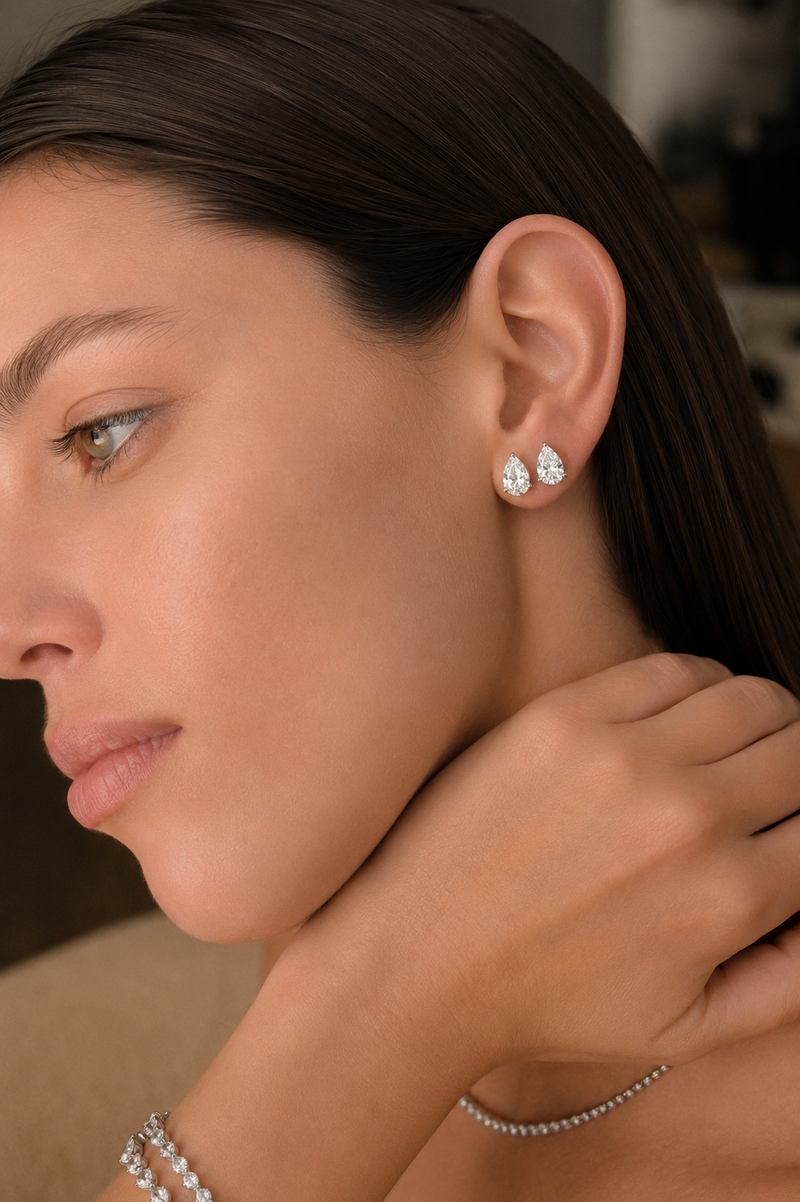 Pear Stud Earrings- 1CT Lab Grown