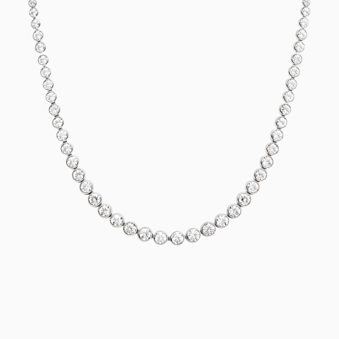 Bezel tennis necklace in silver – V The Label