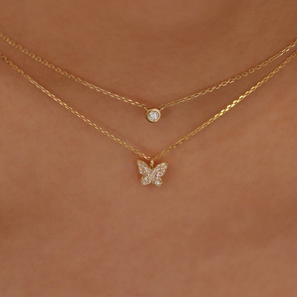 14K GOLD Butterfly Necklace