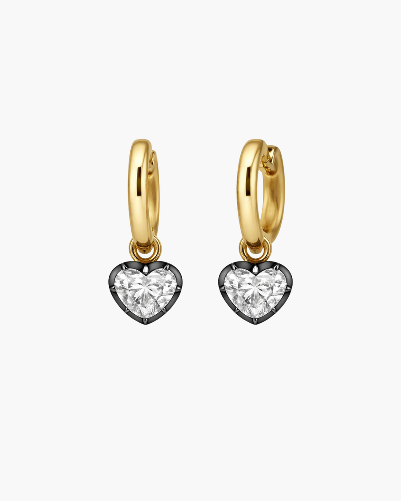 Georgian Heart Earring - Lab Moissanite