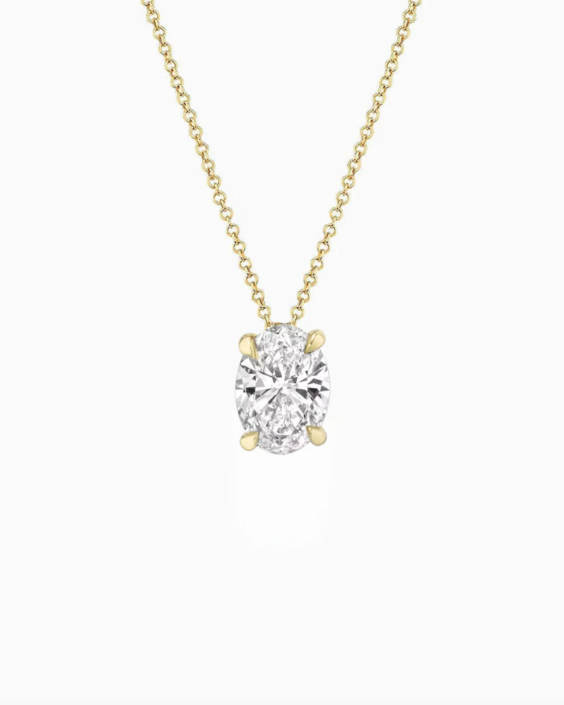 Oval Lab Grown Diamond Solitaire Pendant Necklace