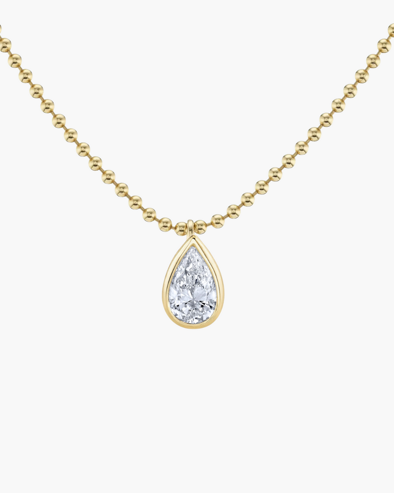 Pear Bezel Necklace - Bubble Chain