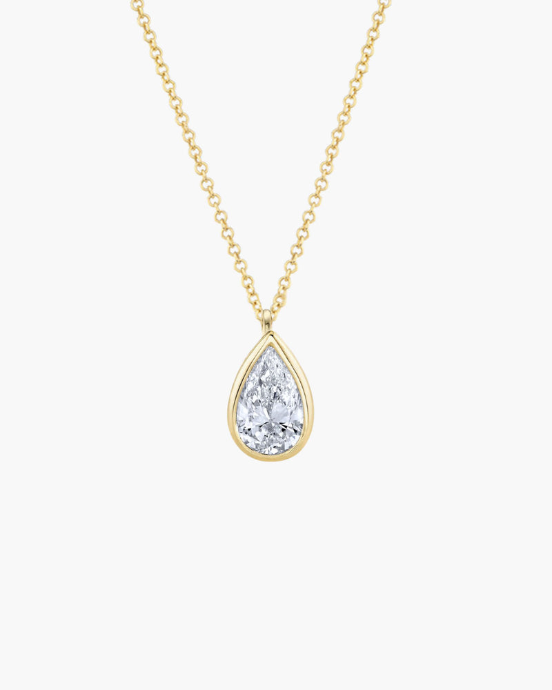 Pear Bezel Necklace - Classic Chain