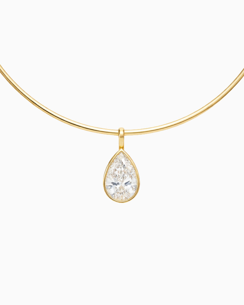 Pear Bezel Necklace - Gold Collar