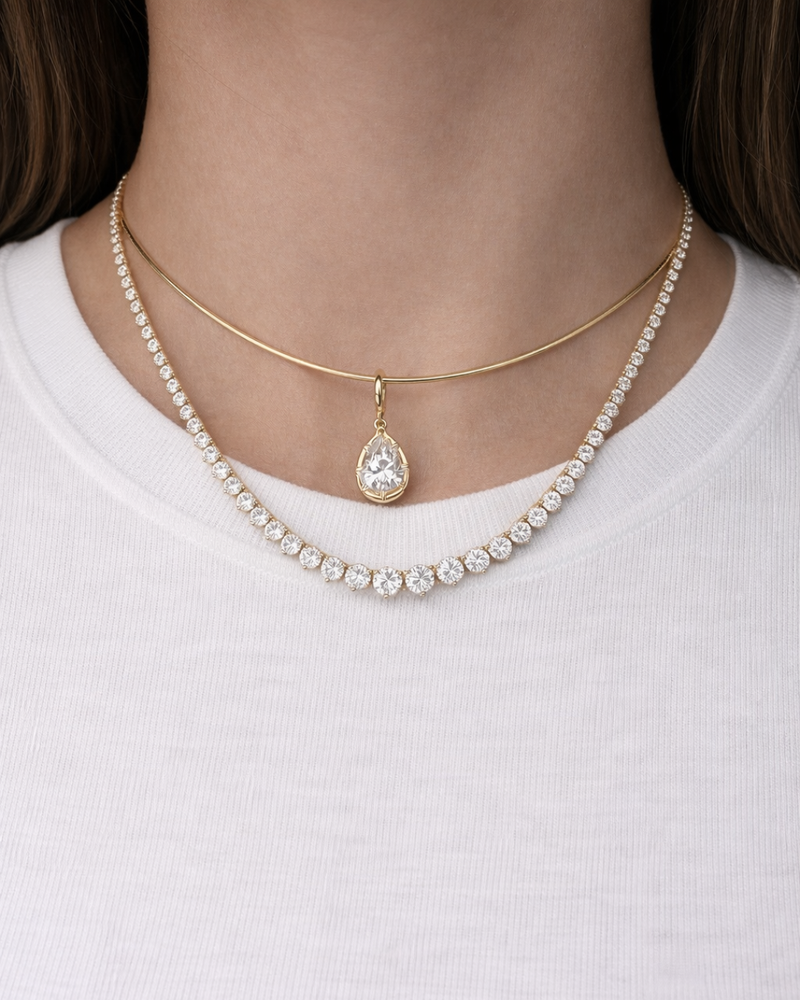 Pear Bezel Necklace - Gold Collar
