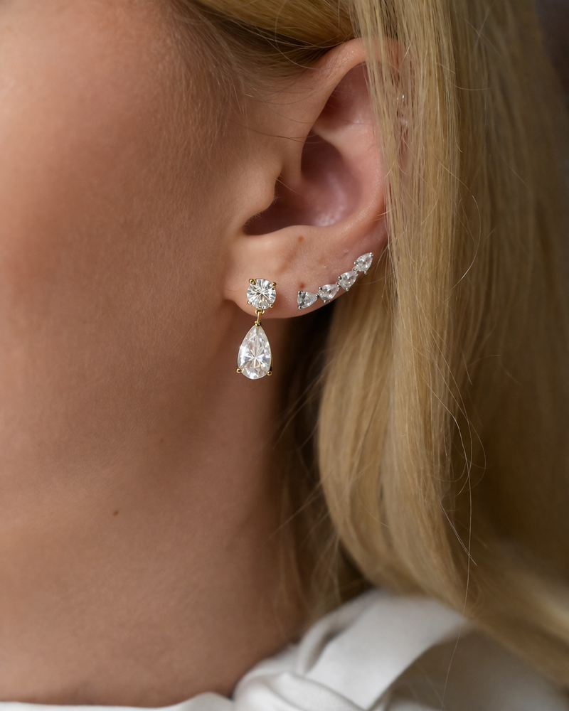 Pear Drop Earring - Lab Moissanite