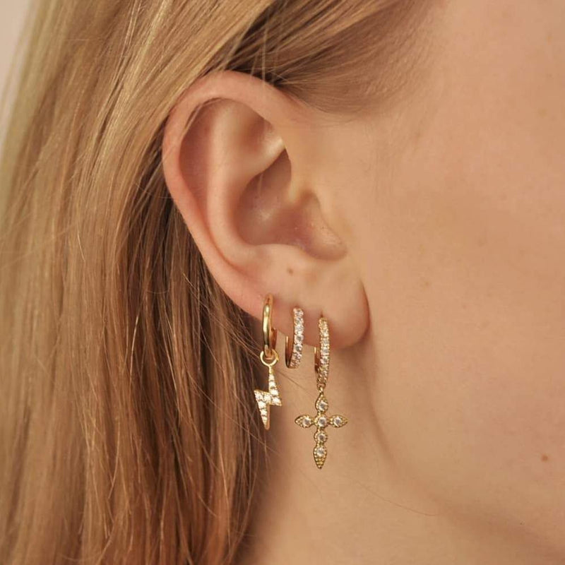 Cross Pave Earrings - V THE LABEL Jewellery AU