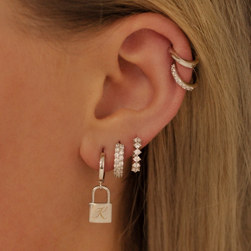 Silver Lock Hoop Earrings