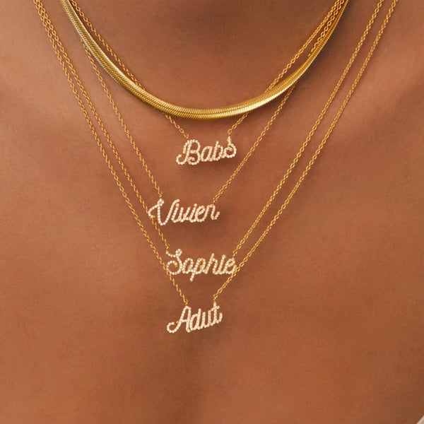 Pave Script Nameplate Necklace