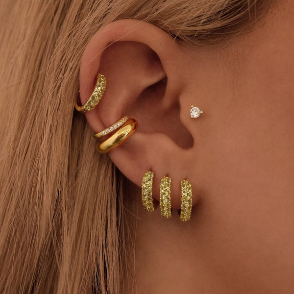 Green Baby Pave Earrings