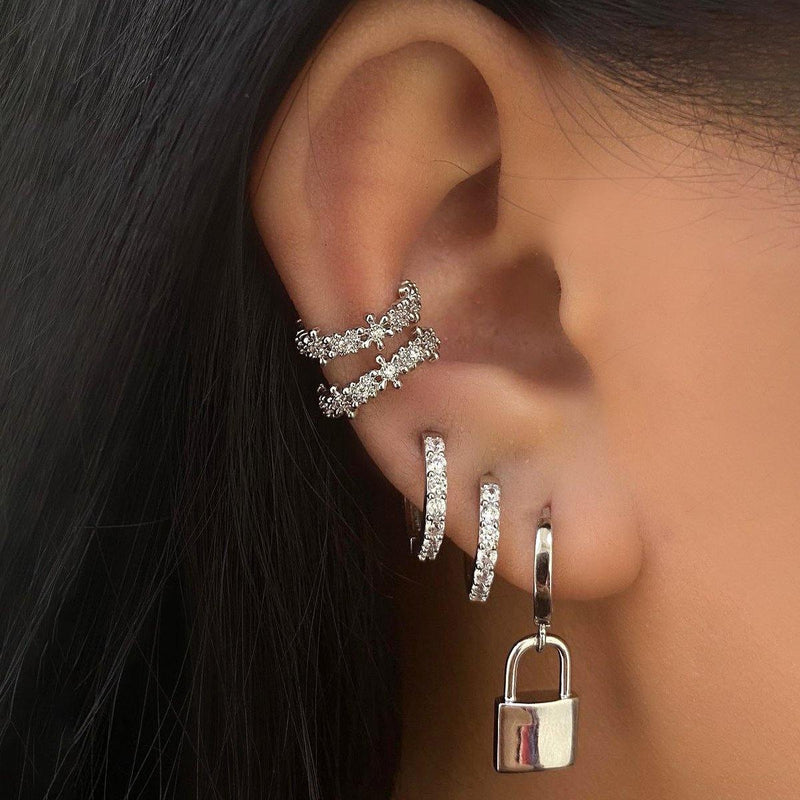Silver Lock Hoop Earrings - V THE LABEL Jewellery AU