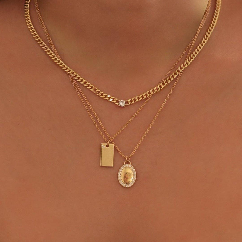 Single Pave Tag Necklace - V THE LABEL Jewellery AU