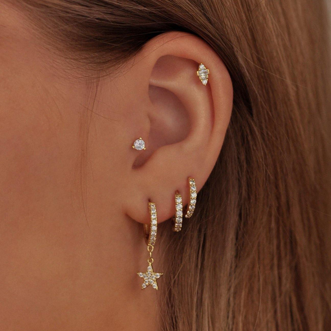 Star Pave & Huggie Earring Set - V THE LABEL Jewellery AU