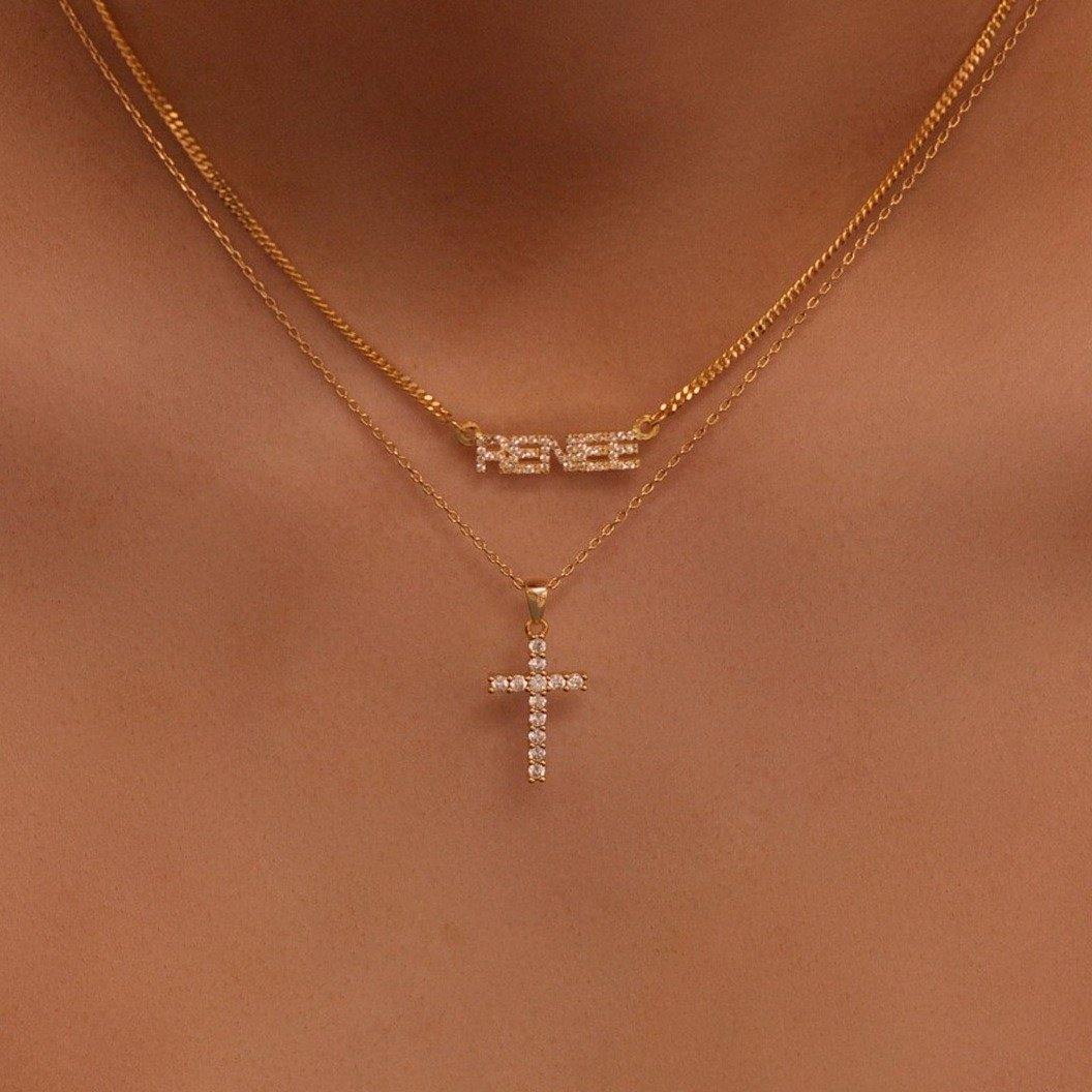 Crystal Cross Necklace - V THE LABEL Jewellery AU