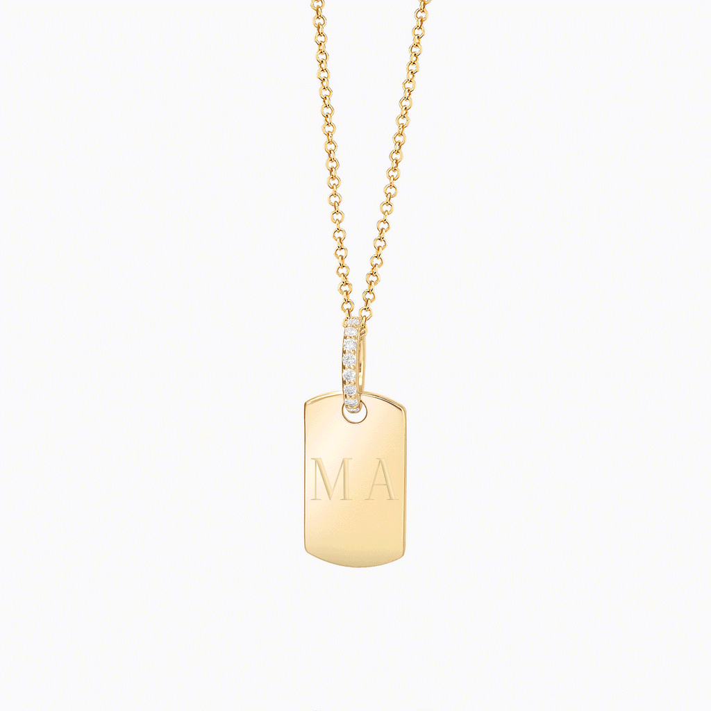 14k gold deals dog tag necklace