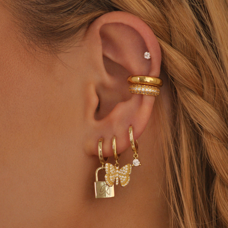 Pave Butterfly Huggie Earrings