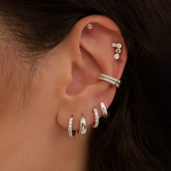 Silver Huggie Hoop Earrings