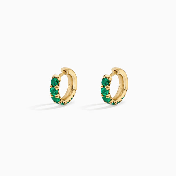 Emerald French Pave Hoops