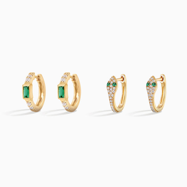 Emerald Snake Earring Set