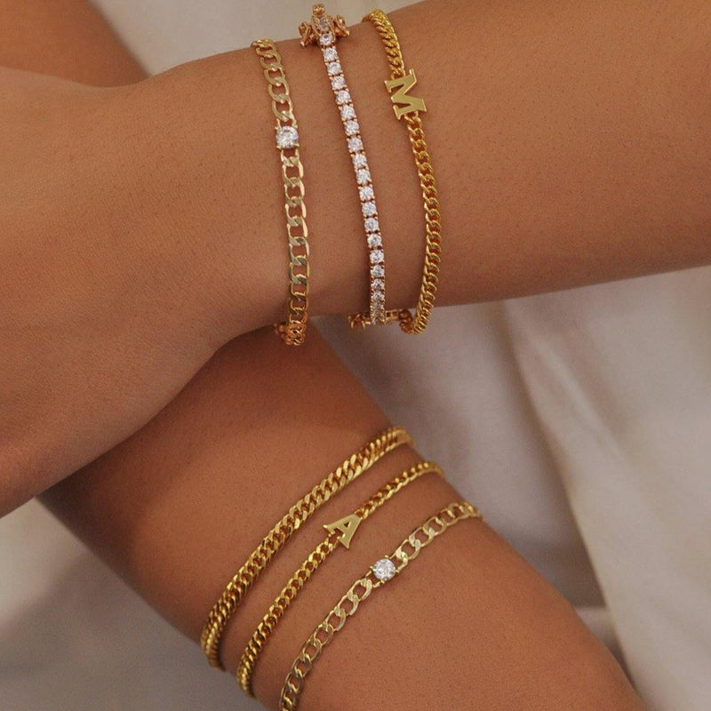 Initial Curb Chain Bracelet - V THE LABEL Jewellery AU