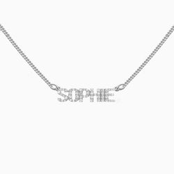 Silver Pave Nameplate Choker