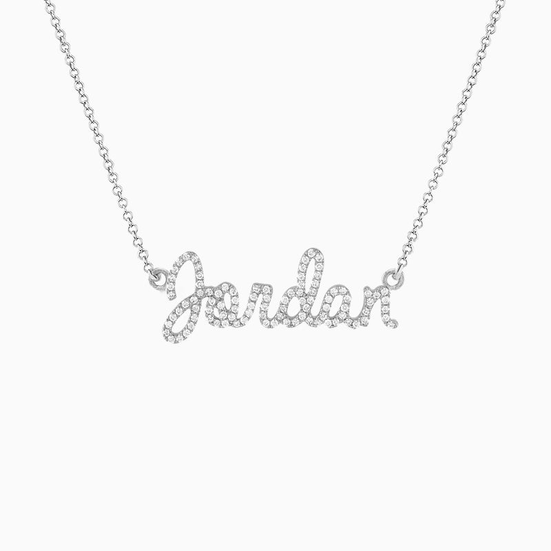 Silver Pave Script Nameplate