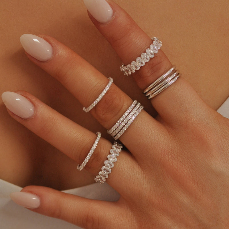 Silver Eternity Ring Set